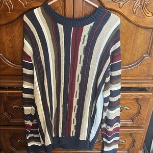 Hollister Men's Striped Crewneck Sweater - Navy, Red, Olive, Beige